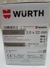 Würth Diga CS-2 Nägel 3,0 X 22 mm, 800 Nägel und eine Gaskartusche