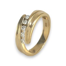 Ring Spannring massiv 585/ 14k. Gelbgold 5Brillanten I vs ca.0,15ct. Gr.50  -100