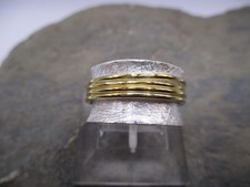 Ring Band Spielring Drehring 925 Silber bicolor gebürstet GP unisex Rg 62/22 ADK