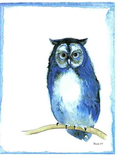 Blaue eule briefkarte karton - blaue,