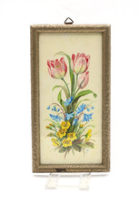 Bild im Rahmen signiert Blumen