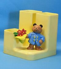 Paddington Bär bear mit Blumenhut auf Schreibtisch - Butler SCHLEICH Serie 1990