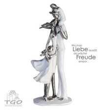 Gilde Skulptur FAMILIENGLÜCK aus Poly weiß silber 37x16cm-79891