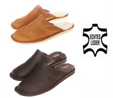 Herren LEDER HausSchuhe mit Lammwolle Pantoffeln Latschen Schlappen  #297/298#