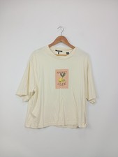 Scotch & Soda T-Shirt Damen XL 42 Beige Spirit Café Lemon Print Casual
