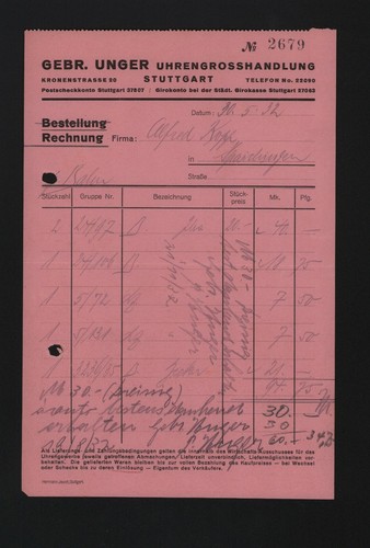 Stuttgart rechnung 1932 - stuttgart,,
