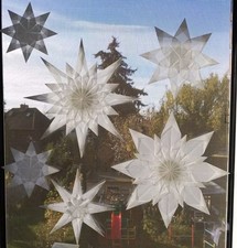 6× Transparentsterne Fenstersterne Aus Transparentpapier Gefaltet Weiß 