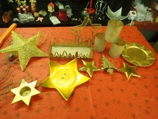 Weihnachten Gold Deko Paket Kerzenhalter TeelichtGläser Tablett Stern Beleuchtet