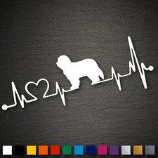 21614 Bearded Collie Herzschlag Aufkleber 200x71mm Hund Hunde Farbwahl Decal
