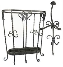 Heibi Regenschirmständer 2x Garderobenhaken Gusseisen Alte Vintage 3 Tgl. Set 