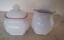 Milch Sahne Kanne Zuckerdose Porzellan Form Marienbad Ingres Weiss roter Rand