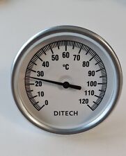 Bimetall Thermometer Zeigethermometer Heizung Puffer 0-120° Ø80 axial Tauchhülse