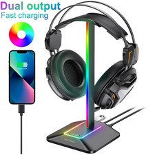Kopfhörer Ständer LED RGB Headset Halterung Gaming Kopfhörer Halter mit 2 USB