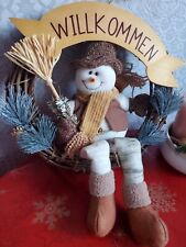 Türkranz Rattan Winter Schneemann Kranz aus 30cm Neuwertig 