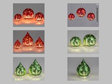 Formano Deko Kugel Hängekugel Tropfen Rot oder Grün Wintermotiv Timer LED