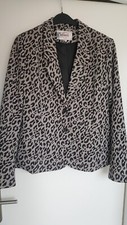 DESIGNERS Leo-Jacke Blazer Damen Gr.38 grau/schwarz Leopardenmuster TOP