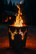 Feuerkorb Hirsch Hirschkopf abstrakt H75cm geschweißt 3mm Stahl Feuertonne