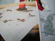 Kreuzstich Stickbild Weihnachten Tischdecke Handarbeit 80x80 Stickpackung