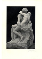 Auguste Rodin französischer Bildhauer Der Kuss Skizze Histor. Druck v.1905