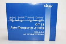 Hübner Spur 1 2229-1-3-1 Off 52 Auto-Transporter 2-teilig + 10 VW Käfer OVP(UK9)