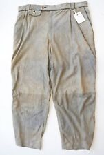 Lange Lederhose Ziegenleder weiter Schnitt grau echt Vintage gewaschen Gr.54