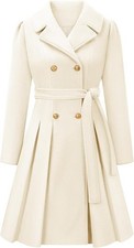 Vancavoo Damen Wollmantel Trenchcoat Lang–Winterjacke A-Linie Eleganter Beige2XL