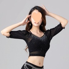 V-Ausschnitt Diamant bauchfreies Oberteil Tanzen Übungskleidung Damen Bauchtanz Top sexy