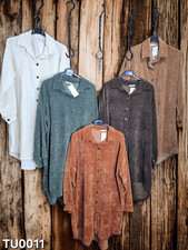 Damen Feincord Long Hemd