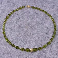 Peridot Halskette, 925er Silber, Edelsteinhalskette (K2014), Edelsteinschmuck