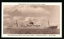 Union-Castle Royal Mail Motor Vessel Carnavon Castle, Ansichtskarte 