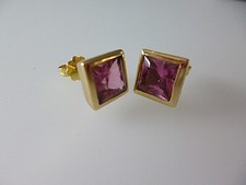 585 Gelbgold Ohrstecker - pink Turmalin - 5,7 g - Ohrringe mit Zertifikat