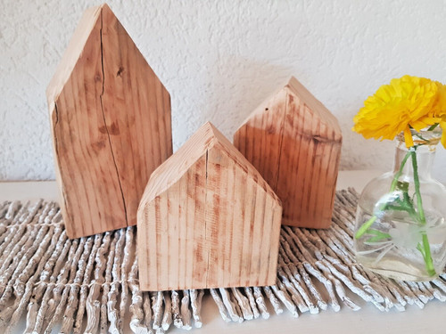 3er set holzhäuser naturholz - 3er, set-holzhäuser