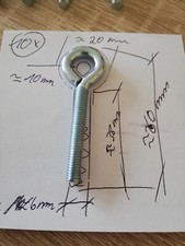 10 Schraubösen Haken silber 60 mm Wandhaken Ösenschrauben Wäscheleine M6 Gewinde