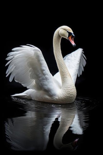 Wandbild schwan auf schwarzem - auf,