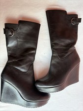 GUESS Keilabsatz Stiefel Schwarz Leder Größe 40