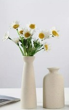 Keramik Vasen Set 2er, Kleine Blumenvasen für Blumen und Dekor, Beige