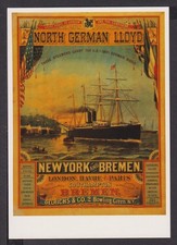 Werbung Reklame Künstler Ansichtskarte North German Lloyd Schifffahrt New York
