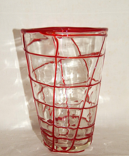 Vase glas rote fadenauflage - glas,