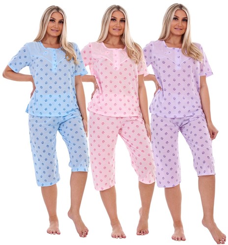 Damen capri pyjama set - capri, blumen