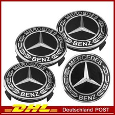 Nabendeckel Schwarz-Silber 4x75mm Felgenkappen Für Mercedes-Benz Radnabenkappen