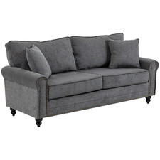 2-Sitzer Sofa grau Leinenoptik