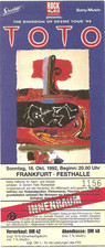 TOTO  Kingdom Of Desire Tour 1992 Frankfurt Ticket /Konzertkarte /Eintrittskarte