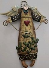 nostalgischer stimmungsvoller Deko Engel Metall Blech H ca. 25 cm B 17 cm.