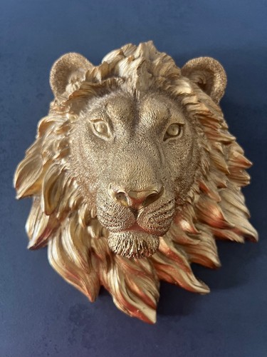 Löwenkopf wanddeko gold - löwenkopf,