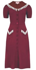 RocknRomance »DOLLY FRINGED« TASSELS Vintage Western KLEID Dress Rot Rockabilly