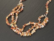 MODESCHMUCK HALSKETTE KETTE ROHKRISTALLE QUARZ MORGANIT ACHATE MEHRREIHIG