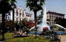 Ak Lugano Kanton Tessin Schweiz, Fontäne, Palmen, Banco di Roma,... - 4781842