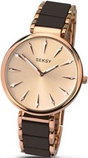 Sekonda Seksy Damen Armbanduhr mit Rose Gold Ziffernblatt und Braune 2215