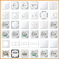 MERTEN System M, M-Smart 1-M Steckdose Rahmen Schalter Wippe aktivweiß glänzend