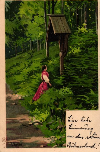 Frau wegkreuz wald - frau,, wegkreuz,